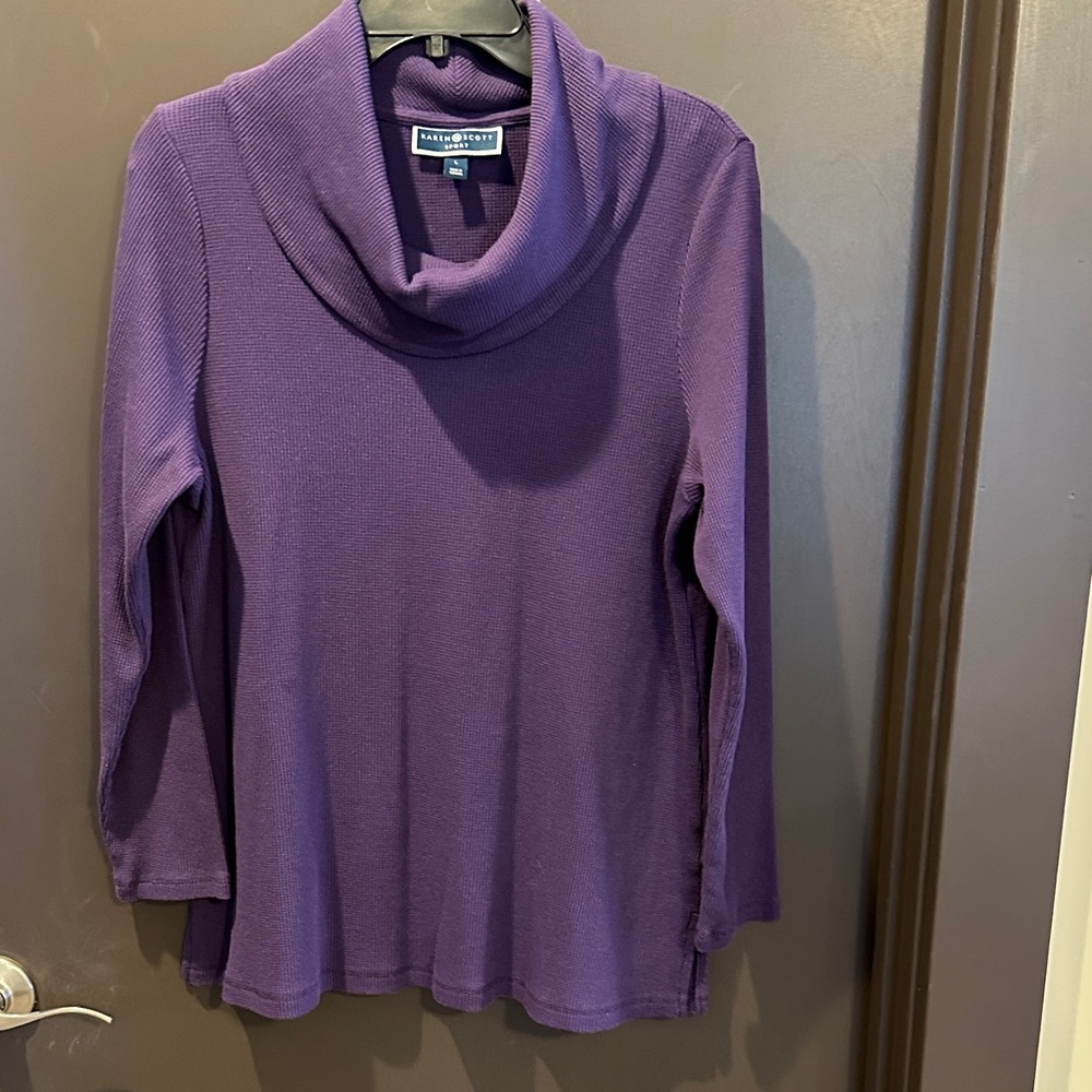 Karen Scott Women's Waffle Knit Cowl Neck Top